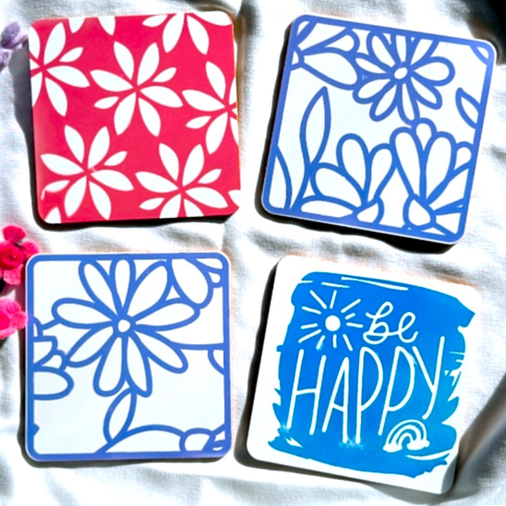Be Happy 4pc Coaster Set
